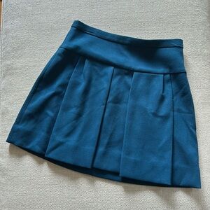 J.Crew Box Pleat Crepe Mini Skirt in Teal Caravan Blue - Size 0